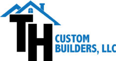 TH Custom Builders logo with blue house-roof graphic and company name