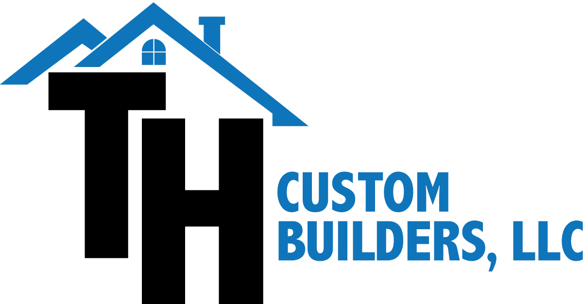 TH Custom Builders logo with blue house-roof graphic and company name
